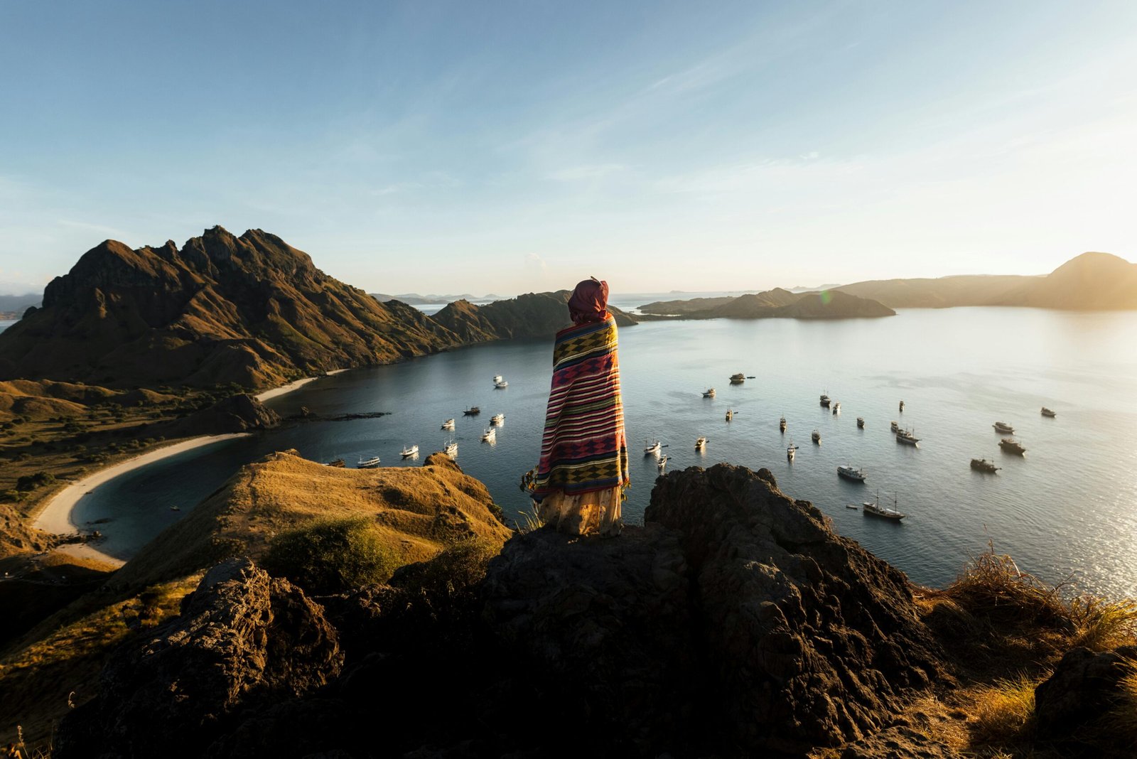 Breathtaking panoramic view from Padar Island in Komodo, showcasing a key destination in this comprehensive 2-week travel itinerary for Indonesia.