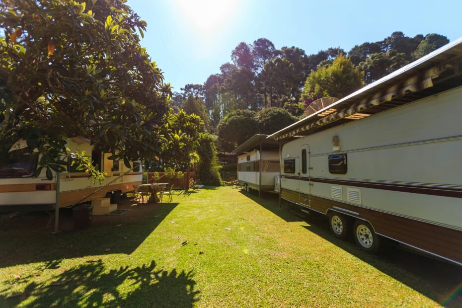 Essential travel trailer water pump ensuring reliable water pressure for comfortable RV outdoor showers in a scenic remote camping location.