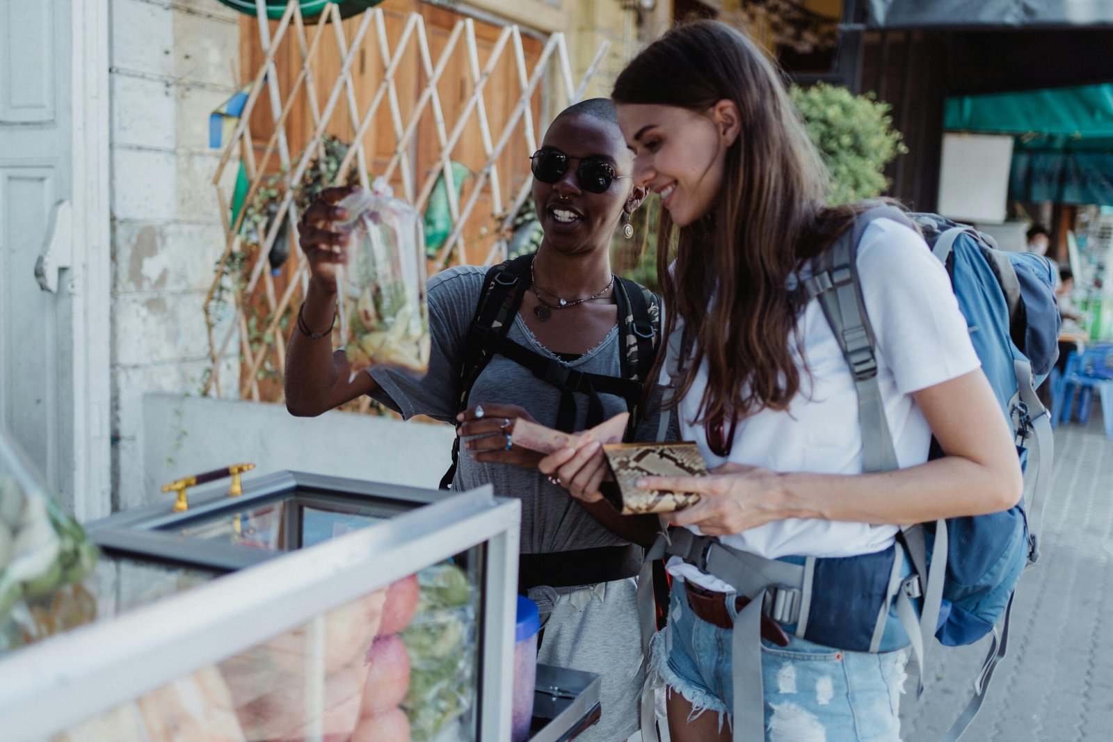 A 'naughty traveler' deeply engaged in authentic local interaction at a bustling market, embodying spontaneous exploration and off-the-beaten-path discovery, highlighting genuine cultural connections and unscripted travel experiences.