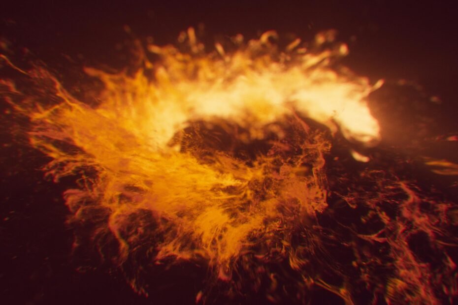 Illustration of sound waves accelerating through warm air, depicted by rapidly moving and colliding molecules, symbolizing the faster transmission of sound at higher temperatures due to increased molecular kinetic energy.