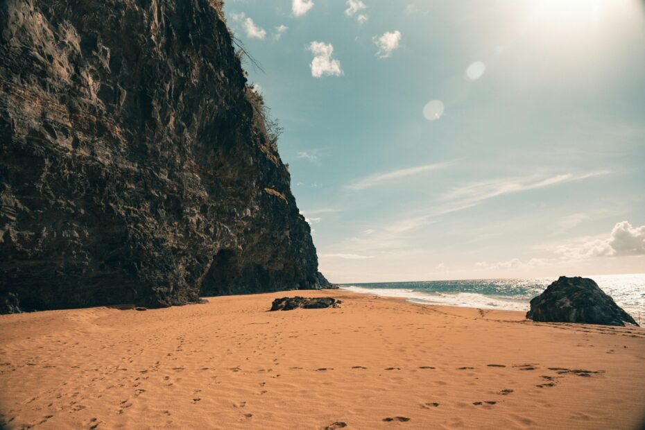 Best places to travel in January for warm weather: a beautiful sunny beach with turquoise water and palm trees, symbolizing an escape from winter.